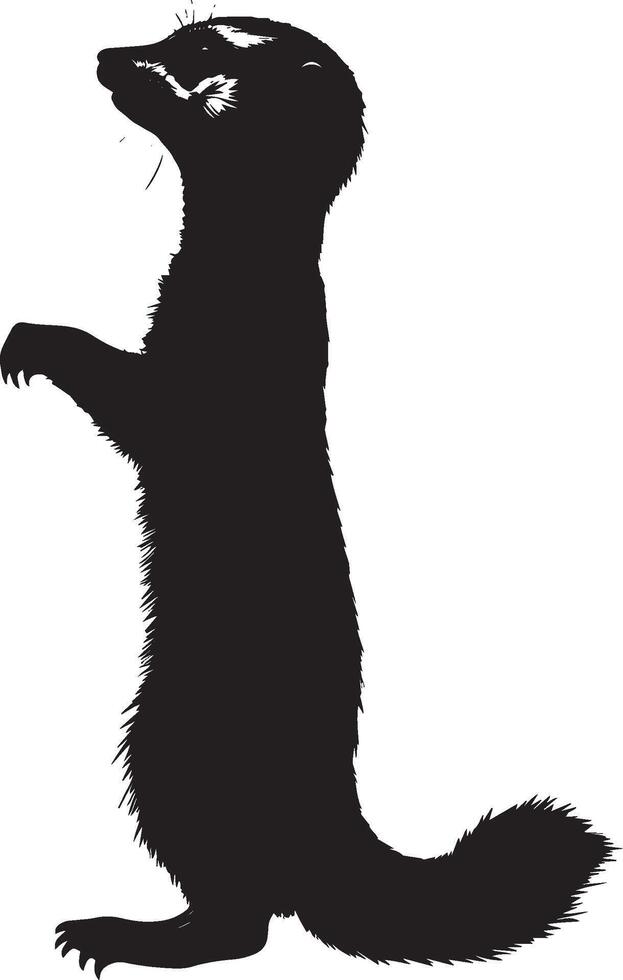 Meerkat Playing Body moving energetically, possibly tumbling or chasing another meerkat in a playful manner. full length silhouette black illustration vector