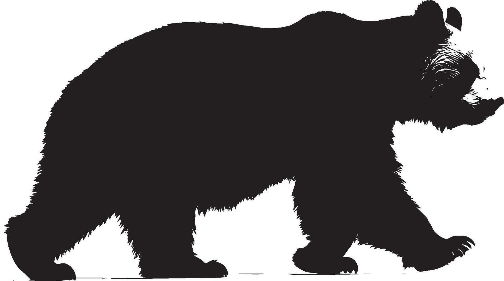 Panda Walking Body moving slowly with legs bent, walking on all fours. full length silhouette black illustration vector