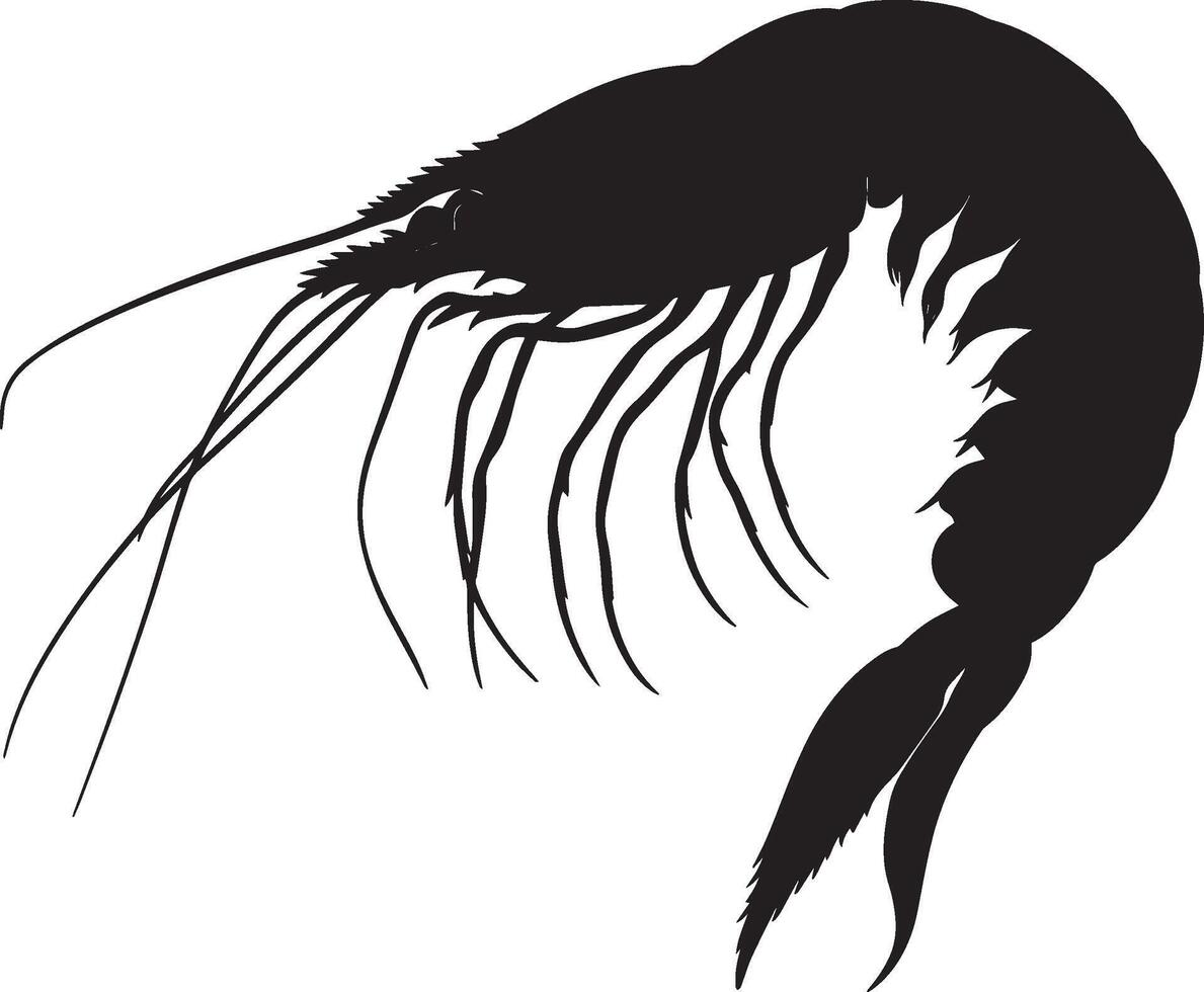 Shrimp Walking Body moving forward with legs extended in a steady walking motion. full length silhouette black illustration vector