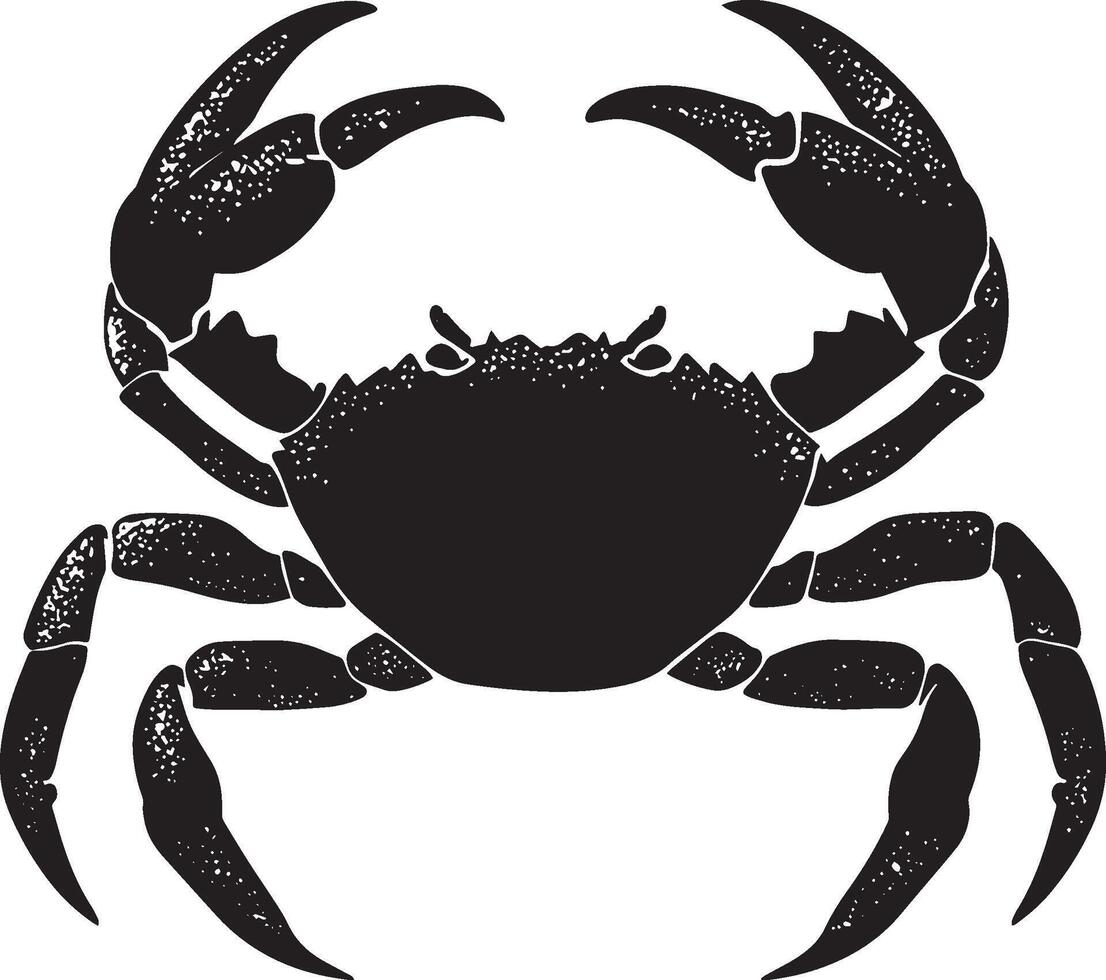 Crab Hiding Body partially covered with sand or rocks, legs and claws visible, resting or seeking shelter. full length silhouette black illustration vector