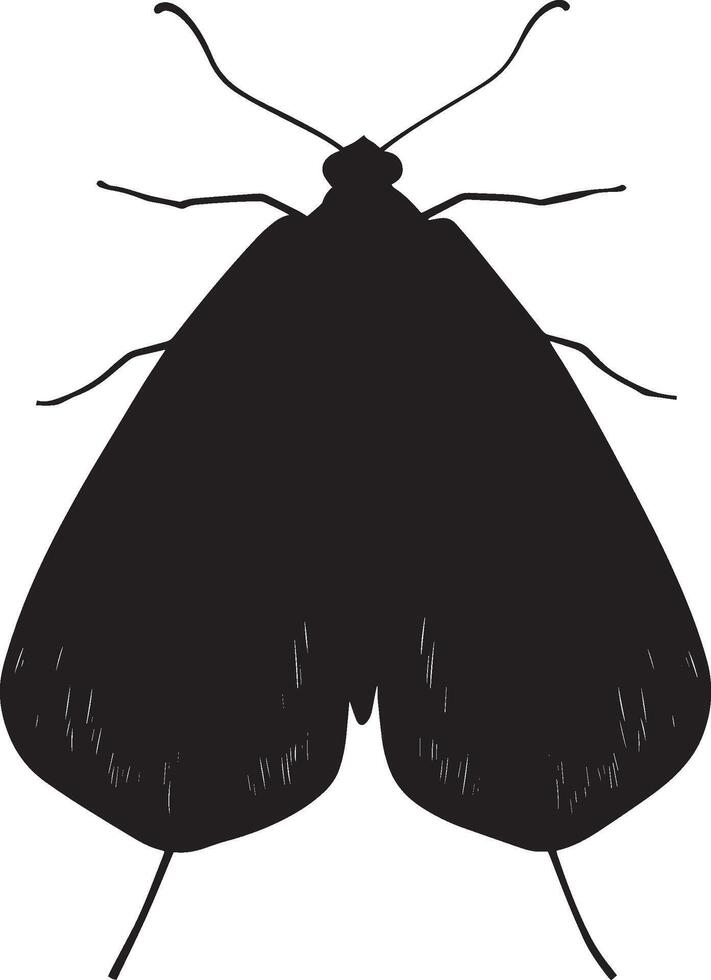 Moth in Crawling Motion Body close to the surface with legs extended, moving slowly and deliberately. Full-length silhouette black design. vector