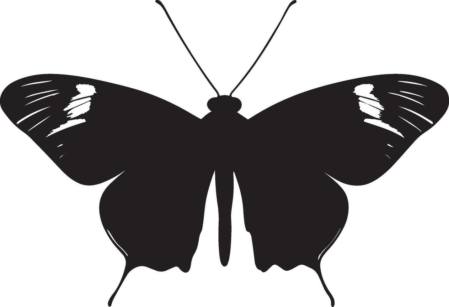 Moth Crawling Body low to the surface with legs extended and moving in a slow, deliberate pattern. full length silhouette black illustration vector