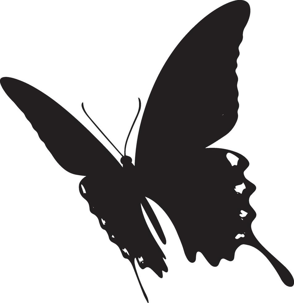 Butterfly Advancing A full-length silhouette illustration of a butterfly crawling on a surface, with extended legs and wings closely folded against its body, rendered in black. vector