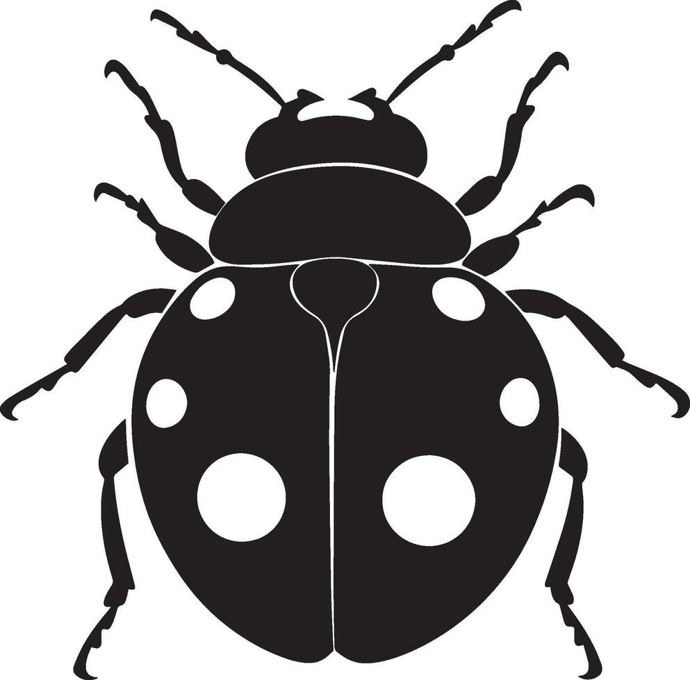 Ladybug Crawling Body low to the surface with legs extended and moving in a rhythmic pattern. full length silhouette black illustration vector
