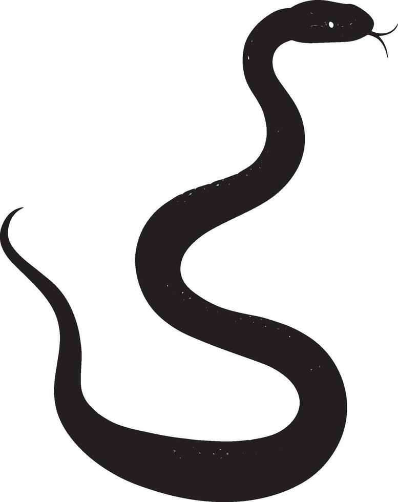 Snake in motion undulating gracefully, body curved as it slithers across the surface in a black outline. vector