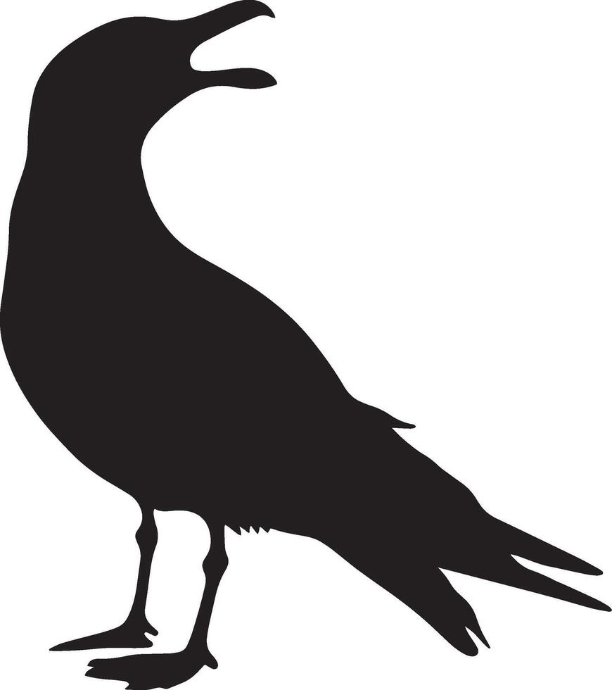 Seagull Shouting Beak raised, head arched, voice echoing, full silhouette . vector