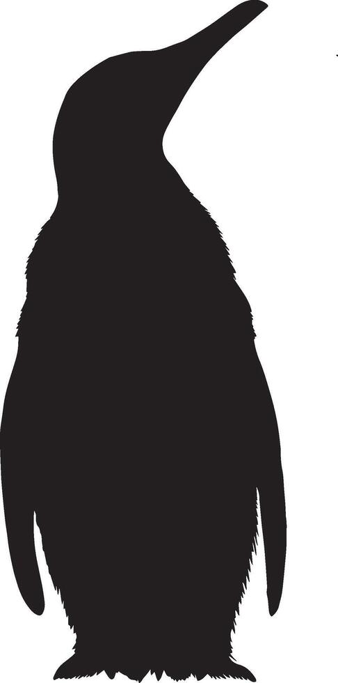 Penguin Communicating Standing tall head raised and beak open. full length silhouette black illustration vector