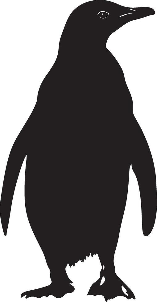 Penguin Waddling Short steps, body upright, tail trailing, black silhouette . vector