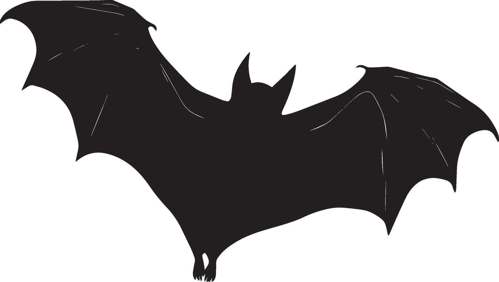 Bat Flapping Wings rapidly moving, body angled forward, black silhouette . vector