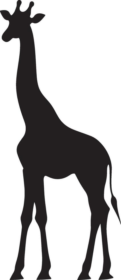 Giraffe Posture Tall and steady, neck high, legs straight, full silhouette design. vector