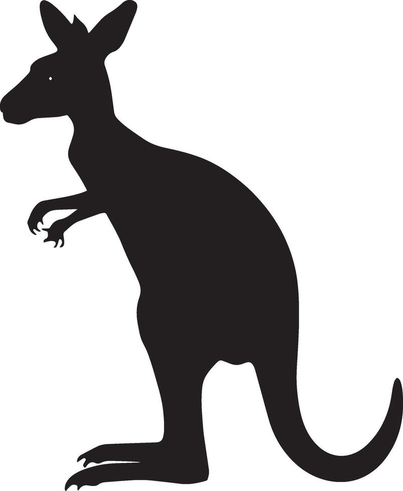 Kangaroo Playing Hopping around or engaging with other kangaroos, lively pose. full length silhouette black illustration vector