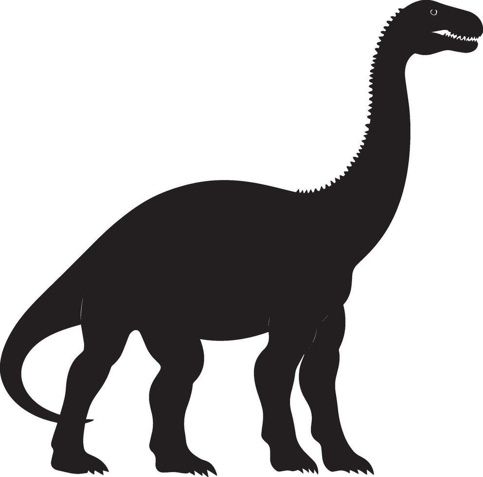 Iguanodon - A large herbivore with a thumb spike, thick body, and arms for balance. full length silhouette black illustration vector