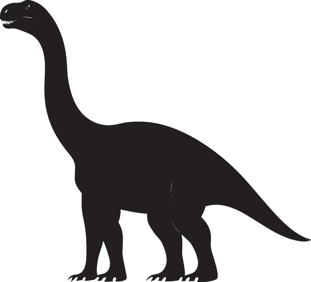 Apatosaurus - A large quadrupedal herbivore with a long neck, tail, and a short head. full length silhouette black illustration vector