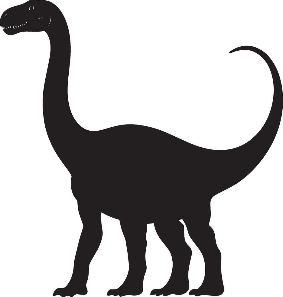 Apatosaurus A massive quadrupedal herbivore featuring a long neck, lengthy tail, and short head, full-length black silhouette illustration. vector