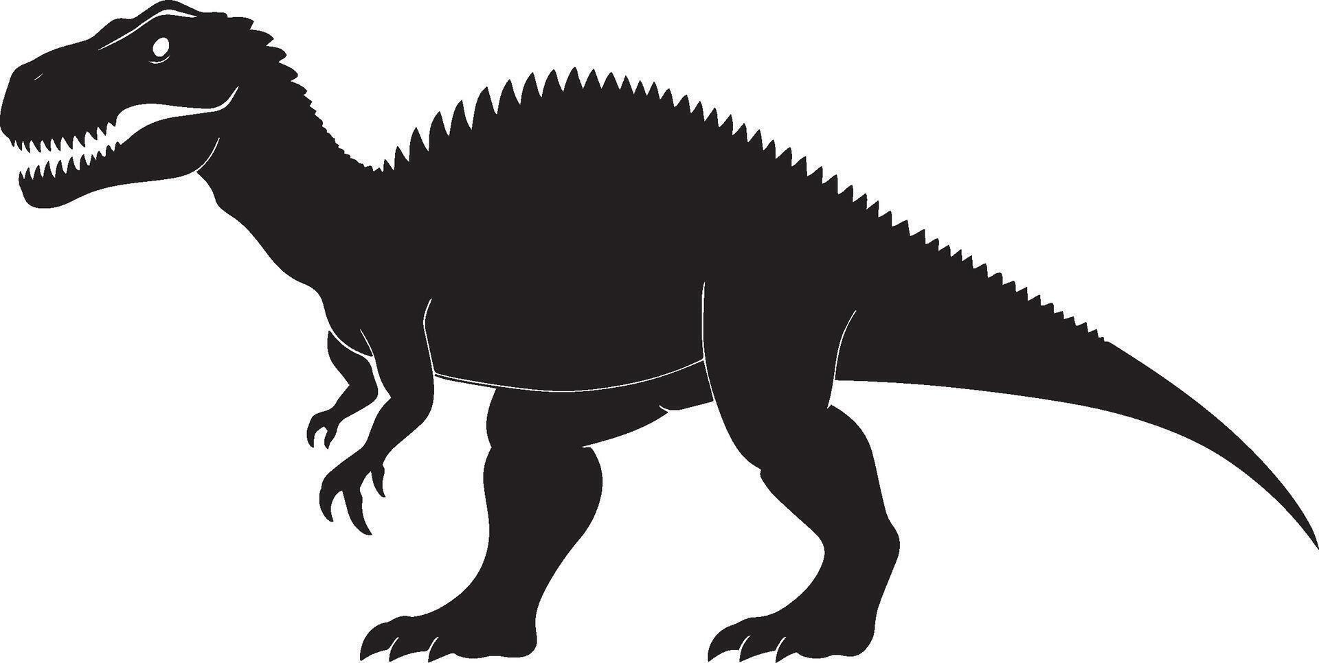 Carnotaurus - A bipedal carnivore with short horns above its eyes and a streamlined, muscular body. full length silhouette black illustration vector