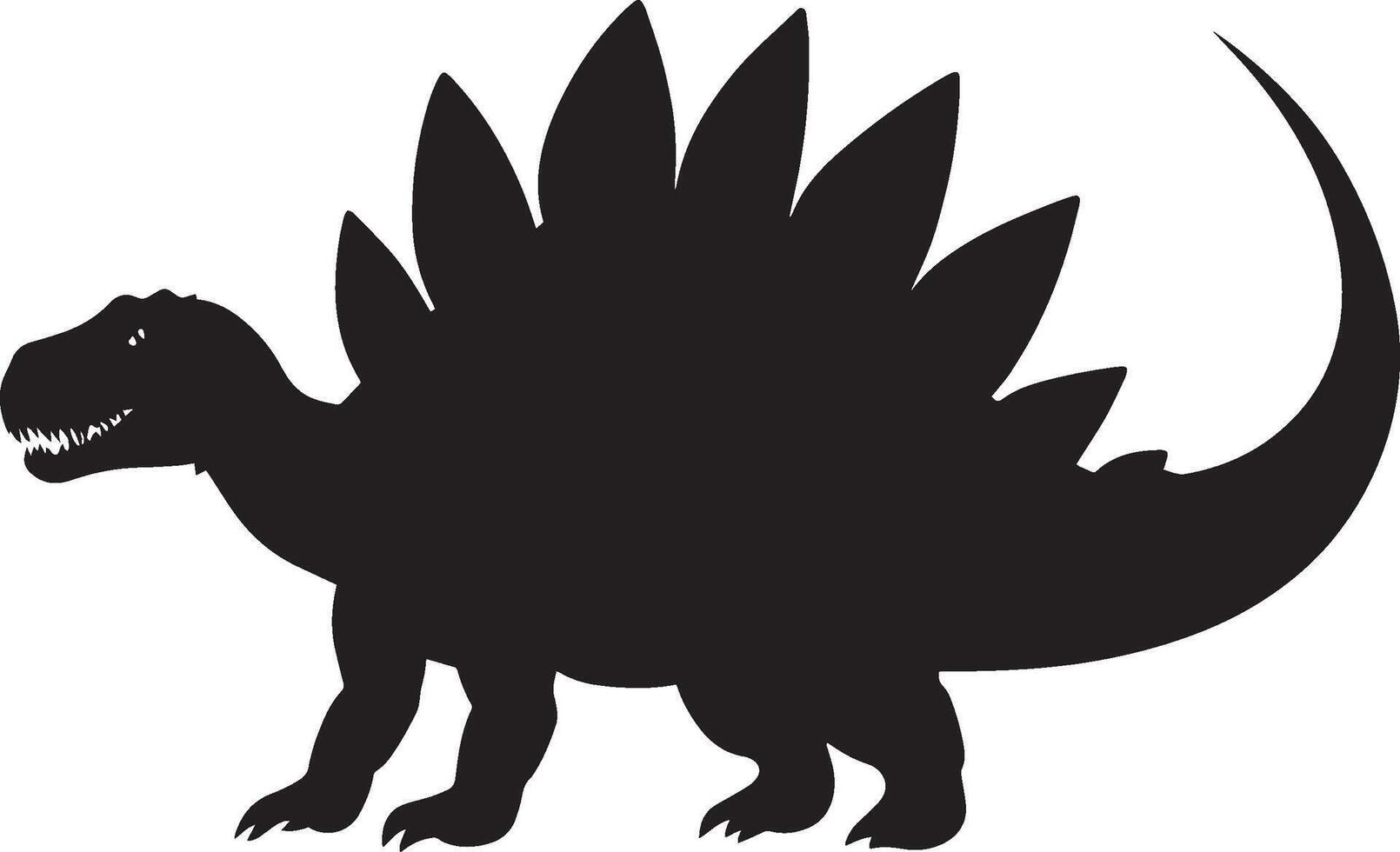 Stegosaurus Fending Off Attack A Stegosaurus using its spiked tail to fend off an approaching predator. full length silhouette black illustration vector