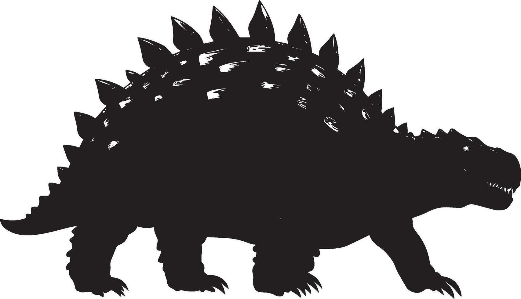 Ankylosaurus Rolling An Ankylosaurus rolling on its back, using its armored body for protection while moving. full length silhouette black illustration vector