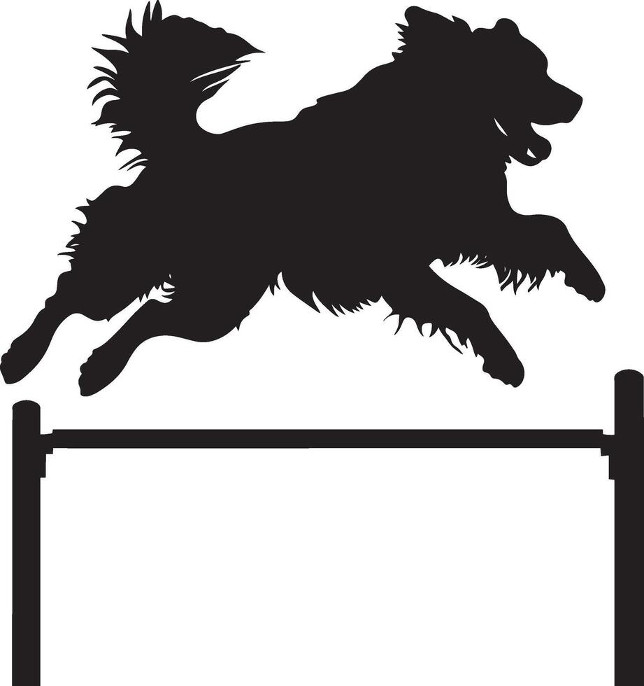 Agility Jump Silhouette A dog leaping over a hurdle. full length silhouette black illustration vector