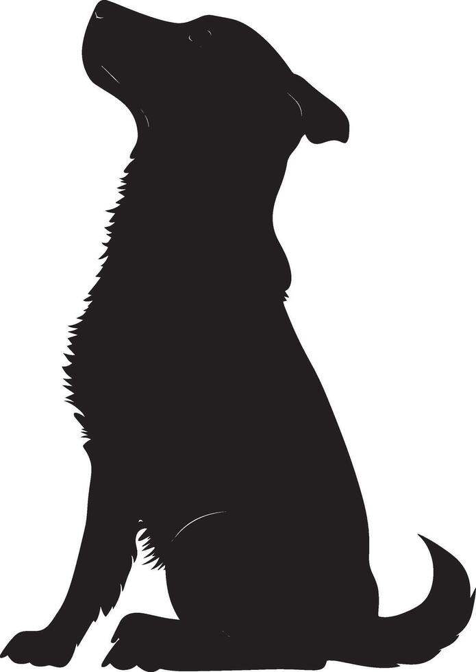 Dog Offering Paw Silhouette A dog in a seated position, lifting one paw as if to shake hands, complete black silhouette design. vector