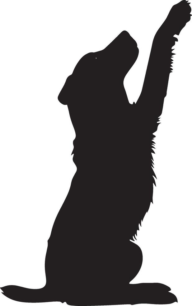 Paw Shake Silhouette A dog sitting with one paw lifted full length silhouette black illustration vector