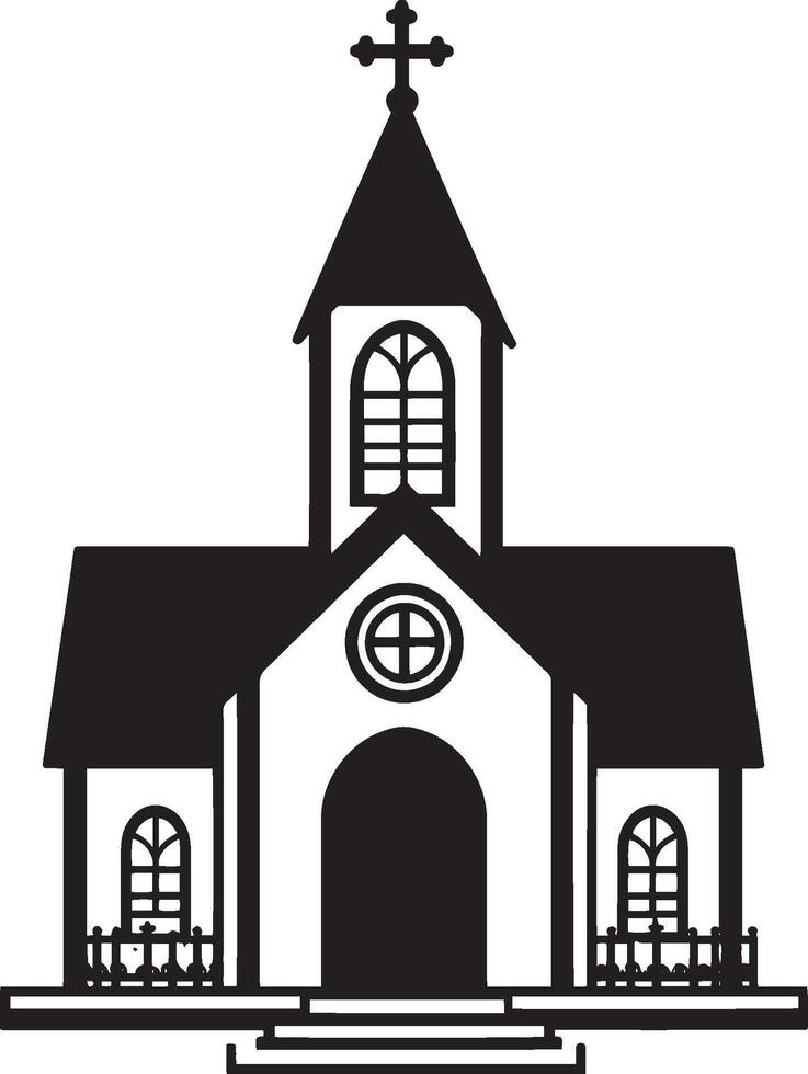 Religious Architecture Icons An icon sheet featuring flat black illustrations of different church buildings, highlighting their unique architectural styles. vector