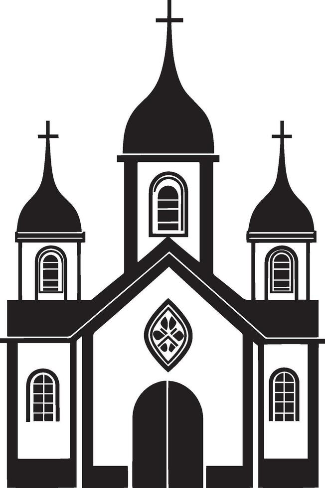 Church Icon Collection A series of minimalist black illustrations showcasing a variety of church buildings in a clean, flat design. vector