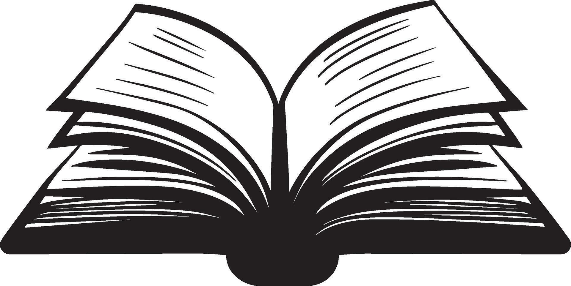 Flat Book Icon Design A straightforward black illustration depicting a book, ideal for use in various digital applications. vector