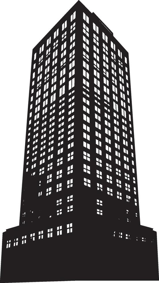 Cityscape Building Icon A black illustration featuring a building silhouette, perfect for urban-themed projects. vector