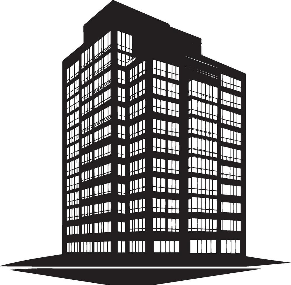 Minimalist Architecture Outline A sleek black representation of a building, emphasizing clean lines and a straightforward design. vector