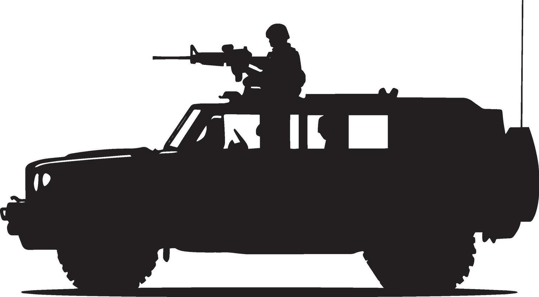 Escort Vehicle A vehicle protecting another in a convoy. full length silhouette black illustration vector