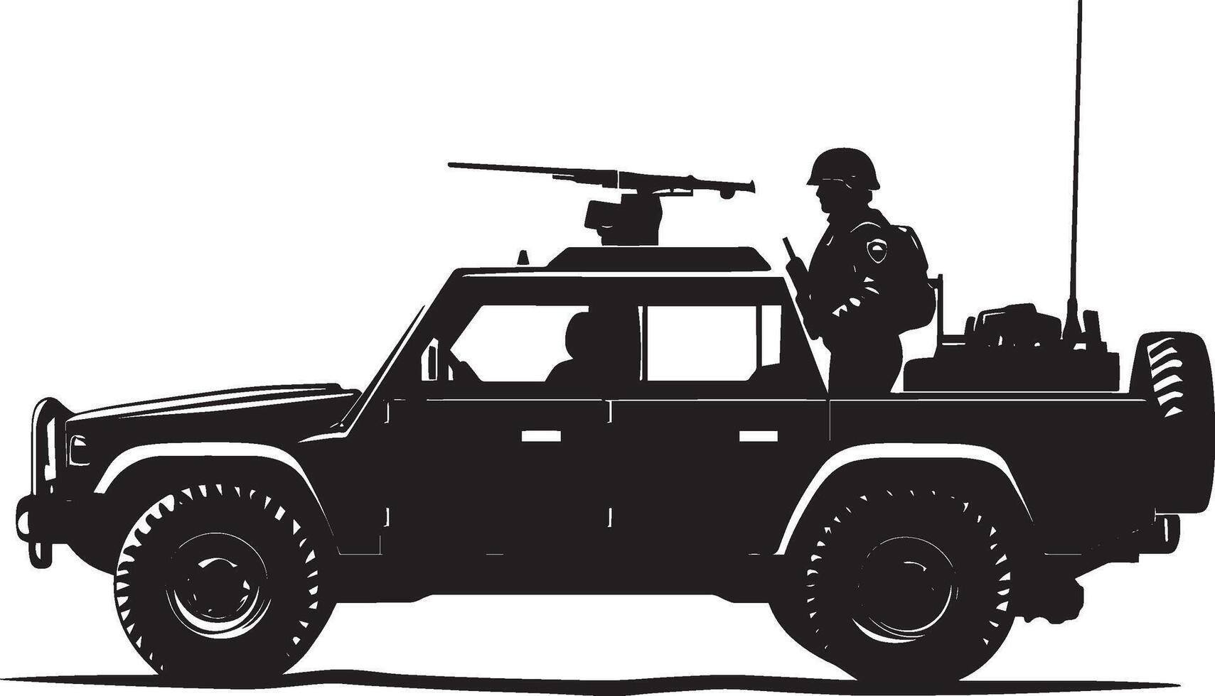 Security Checkpoint Vehicle A vehicle positioned at a checkpoint, ensuring security. Full-length silhouette in black design. vector