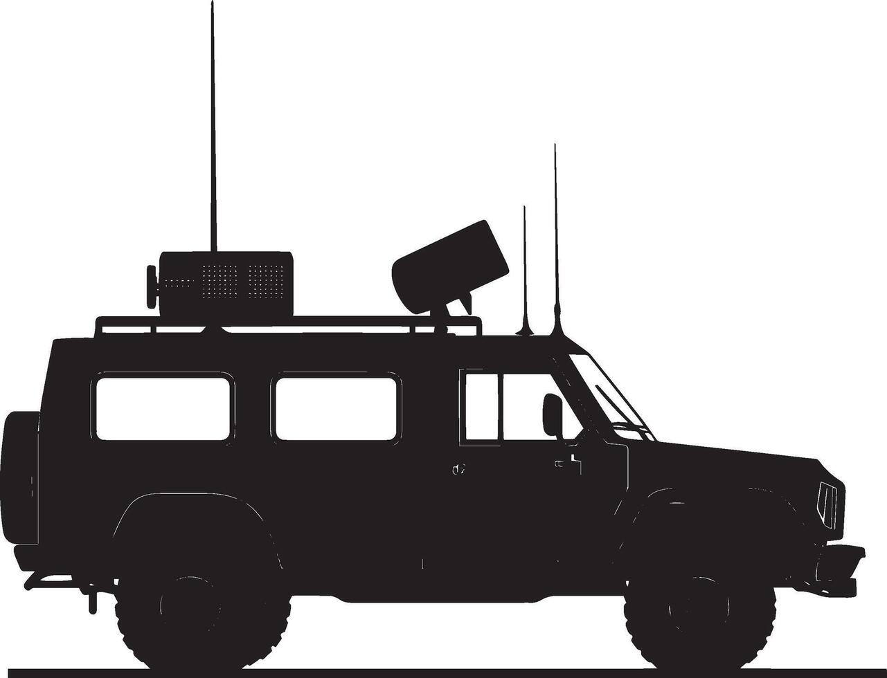 Mobile Command Unit A full-length illustration of a vehicle with advanced comms gear. vector