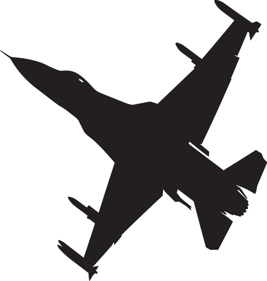 Jet in Barrel Roll A fighter jet performing a barrel roll in mid-air, with wings tilted. Full-length silhouette in black art. vector