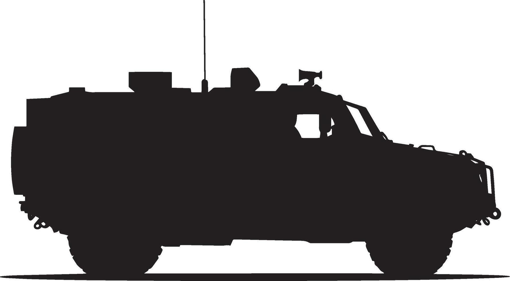 Defensive Armored Truck A black silhouette of a vehicle in a protective stance. vector