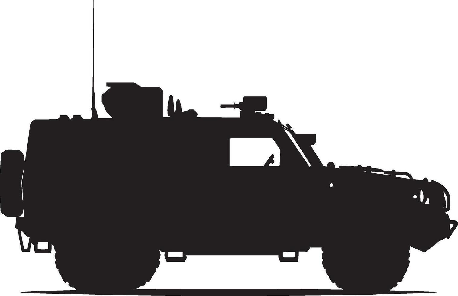 Tactical Defense Unit A silhouette of an armored vehicle ready for protection. vector