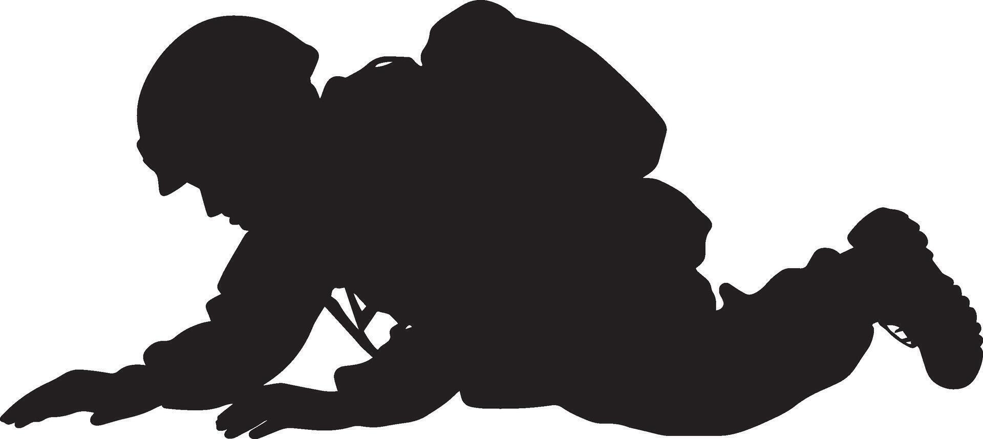 Low-Profile Soldier A full-length black of a soldier crawling on their belly. vector
