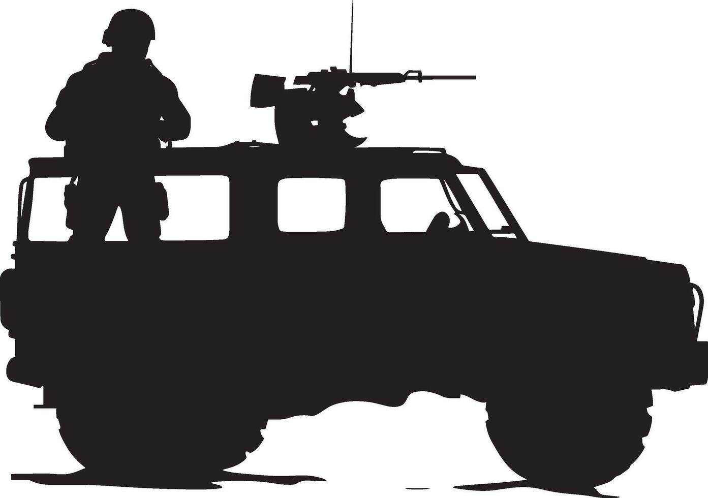 Vehicle in Ambush A vehicle hidden, preparing for an ambush. full length silhouette black illustration vector