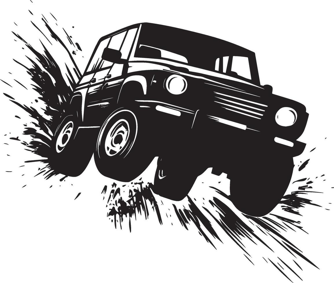 Vehicle Evasive Maneuver A vehicle making a sharp turn. full length silhouette black illustration vector
