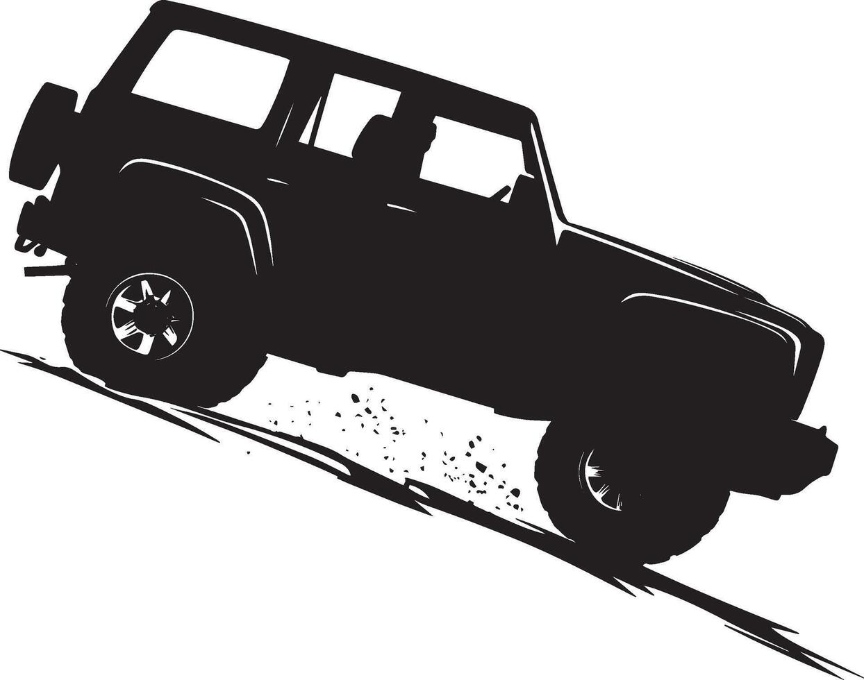Sharp Turn Vehicle A black silhouette of a vehicle performing an evasive maneuver. vector