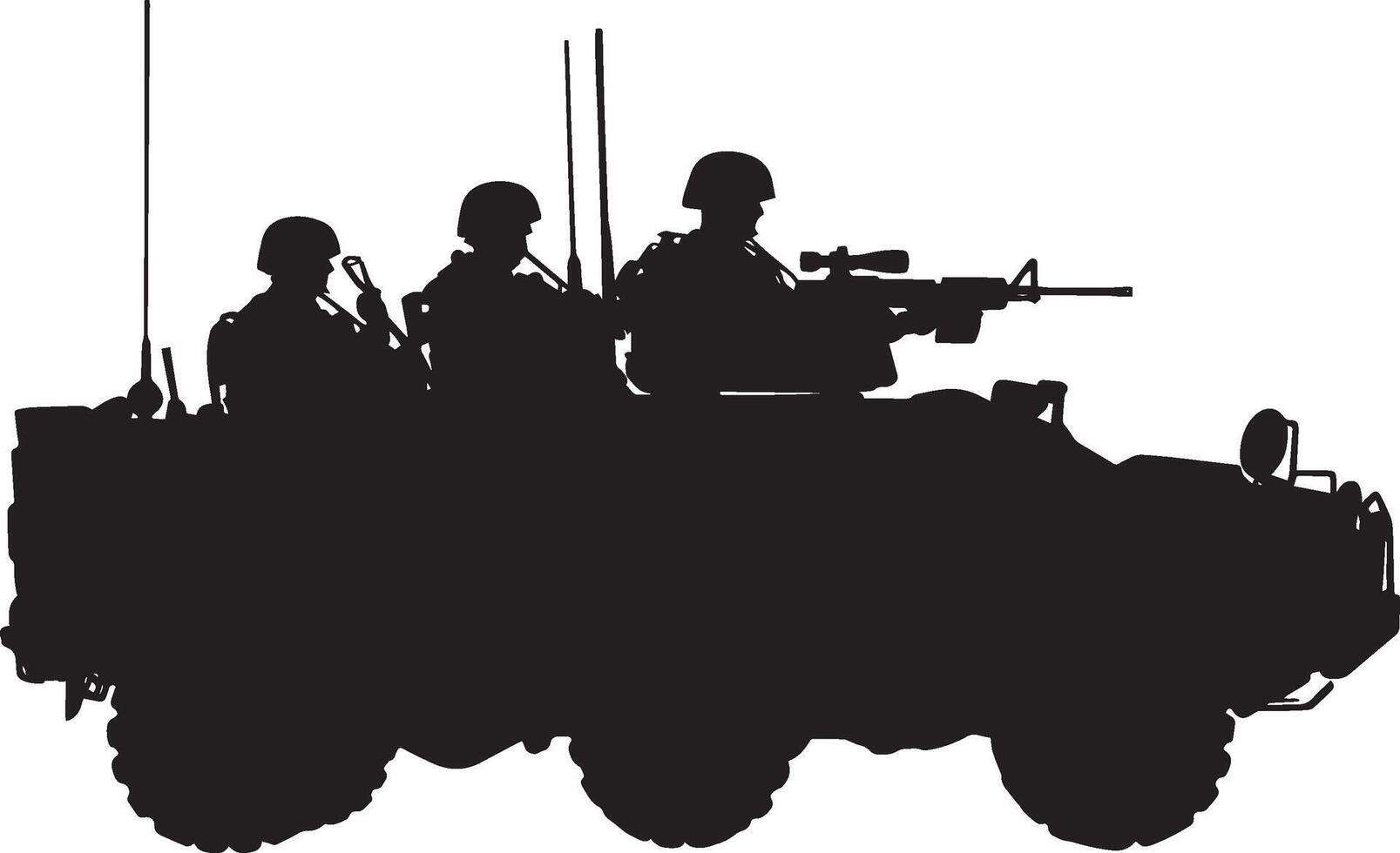 APC Moving An APC rolling with soldiers inside. full length silhouette black illustration vector
