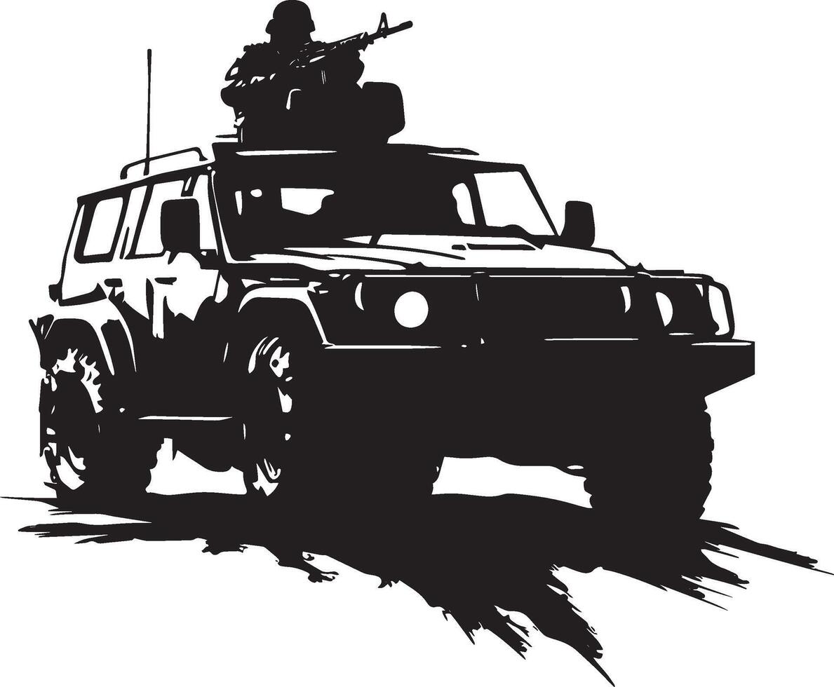 Stealth Attack Vehicle A black silhouette of a concealed combat truck. vector