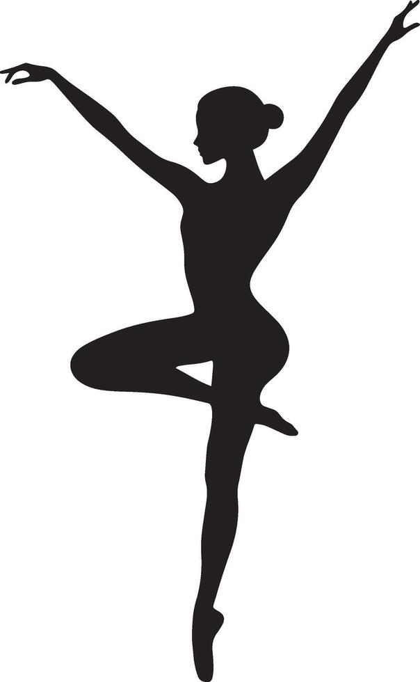 Fourth Position A Ballet dancer with one foot placed in front, turned outward, arms extended forward and upward. full length silhouette black illustration vector