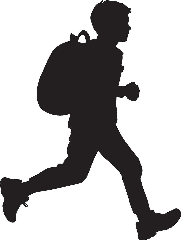 Homeward Bound A full-length black of a student rushing home, schoolbag bouncing. vector