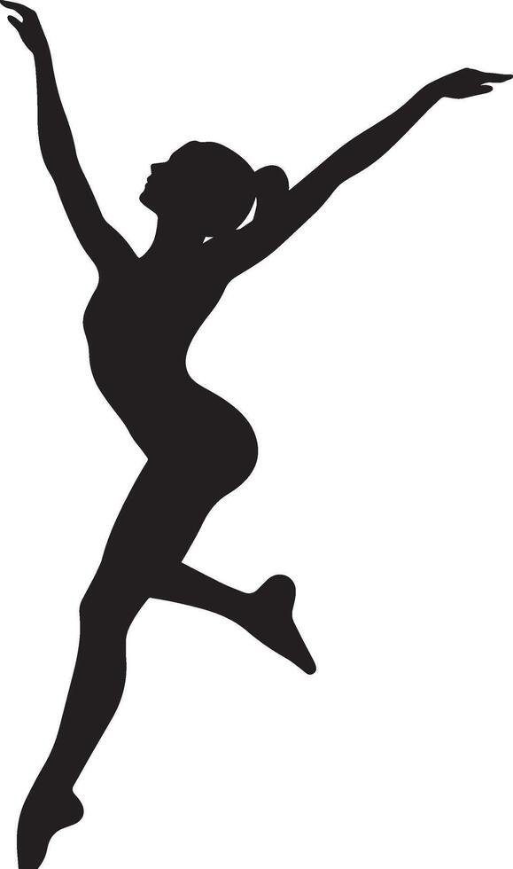Ballet Fourth Position A black silhouette of a dancer with one foot in front, arms extended. vector
