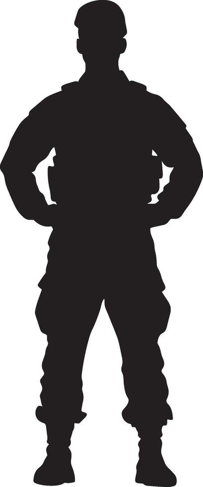 Soldier in Posture A full-length black of a soldier standing with feet together and body straight. vector