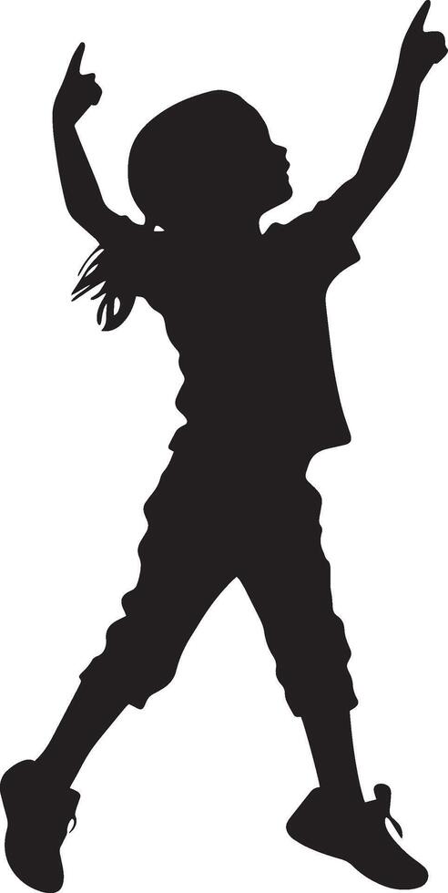Dancing A child moving rhythmically to music, perhaps in a school talent show or class activity. full length silhouette black illustration vector