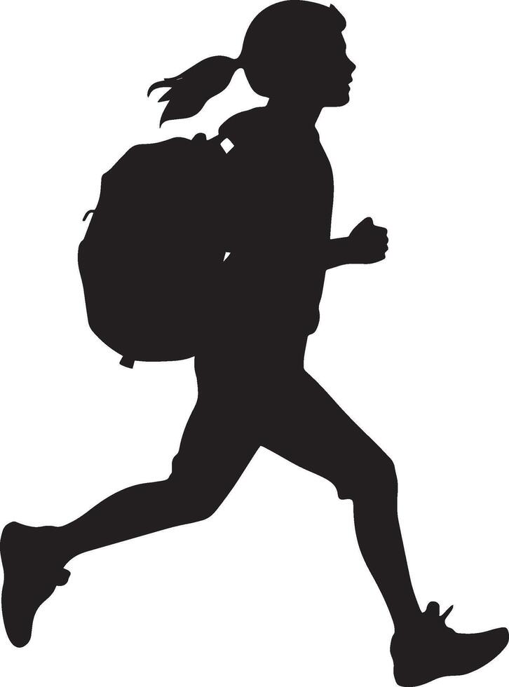 Eager Student A full-length black of a student rushing to school with their schoolbag on. vector