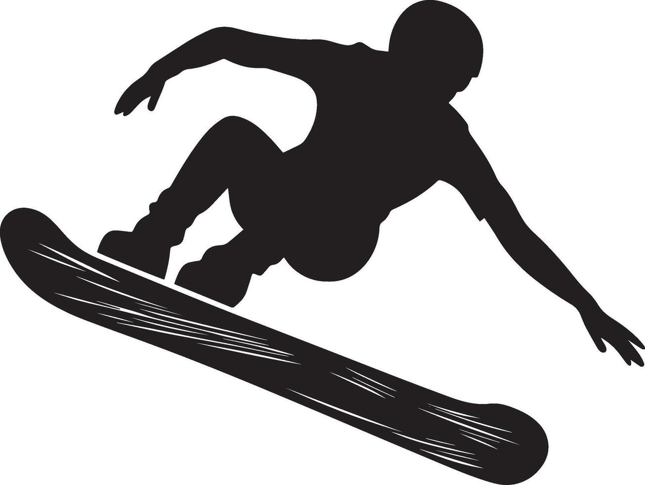 Street Luge A person lying on a skateboard-like board, racing down a hill at high speed. full length silhouette black illustration vector
