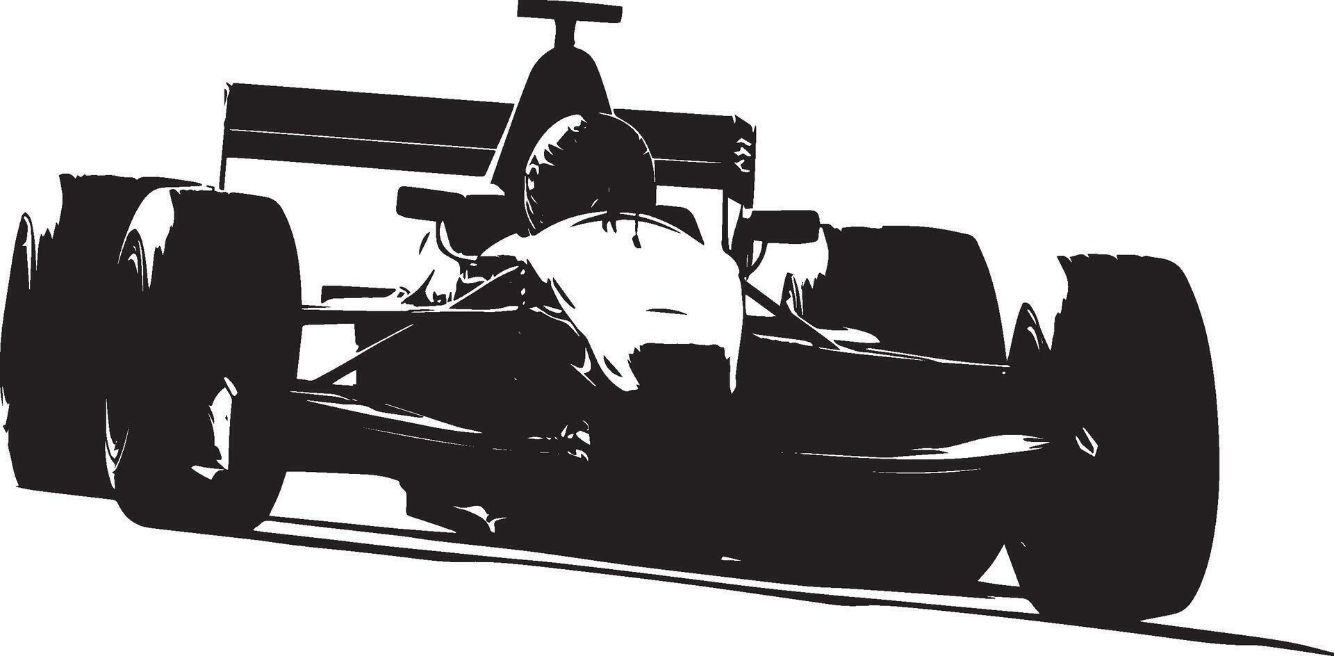 Racing Mastery A black illustration of a person driving a race car, skillfully handling tight corners. vector