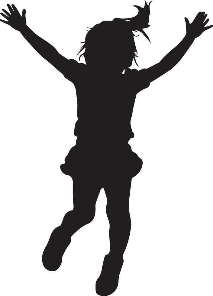 Playground Sprint A black silhouette of a child running joyfully with arms outstretched. vector